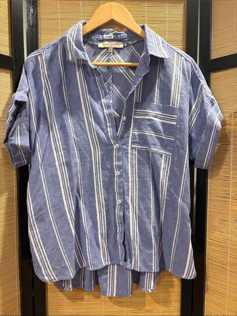 Casual Blue Striped Button-Up Shirt
